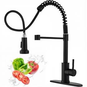 Lsw1030 Rozin Black Kitchen Faucet Pull Down Sprayer Swivel Out Mixer Tap With Deck Plate