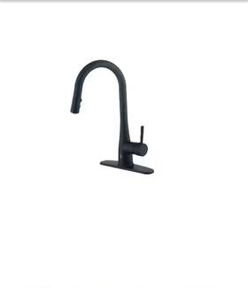 Runfine 701948786055 Single-handle Pull-down Sprayer Kitchen Faucet Hands-free Matte Black