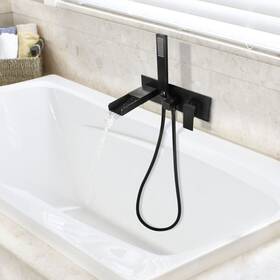 Rwbbf65007mb 719710400528 Square Single Handle Waterfall Faucet Bathtub Set Matte Black