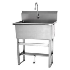 531f1-0.5 Sani-lav Floor Mount 1 Hole Single Foot Pedal Silver Scrub Sink