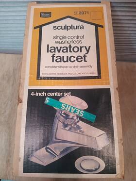 422071 Sears Nos Vintage Sculptura Lavatory Faucet 4 Inch Center Set New Sealed Pop-up Rare