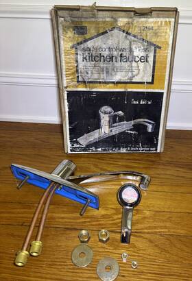 422194 Sears Vintage Single Control Handle Washerless Chrome Kitchen Faucet Read