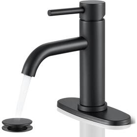 6-phmxgtp-6ydys Senlesen Black Bathroom Sink Faucet Waterfall Single Handle Vanity Mixer Tap With Drain