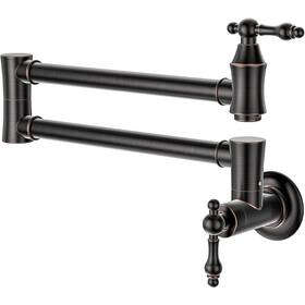 8-hzjsjg Senlesen Commercial Pot Filler Oil Rubbed Bronze Kitchen Sink Faucet 2 Handle Wall Mount