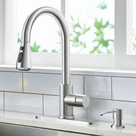8-l2203z-8yzyq Senlesen Brushed Nickel Kitchen Faucet Pull Down Sprayer With Soap Dispenser For Bar Rv