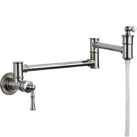 8-lzjsjg Senlesen Commercial Pot Filler Brushed Nickel Kitchen Sink Faucet 2 Handle Wall Mount