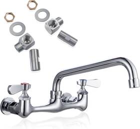 Sepaitek 445006411406 Leak-free Commercial Sink Faucet 8 Inch Center Swivel Spout Wall Mount Kitchen F