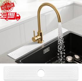 Seropy 445056743755 Diatomaceous Earth Faucet Mat For Kitchen And Bathroom Sink 24 Inch X4 White