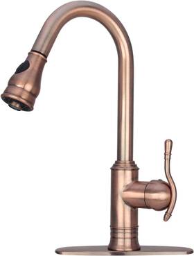 96415-ac Shop Antique Copper Pull Out Kitchen Faucet Single Level Solid Brass Sink Fa