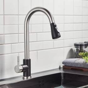 8-lph2203z Shower-home Brushed Kitchen Faucet With Pull Down Spray Single Hole Stainless Steel Sink Tap