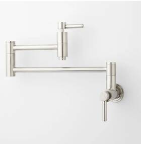 329627 Signature Hardware Contemporary Wall Mount Pot Filler Faucet Brush Nickel