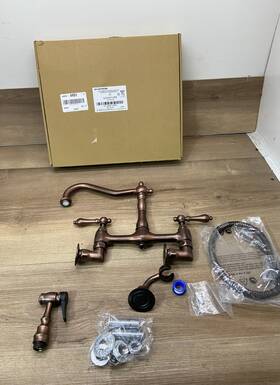 443091 Signature Hardware Felicity Handle Bridge Kitchen Faucet W Side Spray Oil Rubbed Bronze