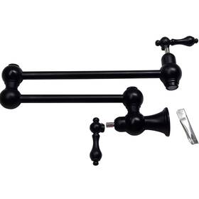 450656 Signature Hardware Vivan Double Handle Pot Filler - Matte Black