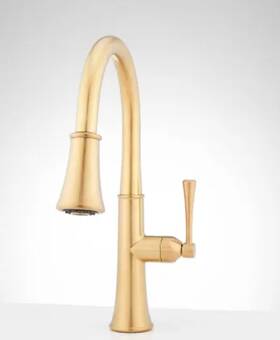 477057 Signature Hardware Perdita Pulldown Spray Kitchen Faucet Brushed Gold New