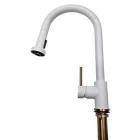 484594 Signature Hardware Ridgeway 1-handle Pull-down Kitchen Faucet-white/gold