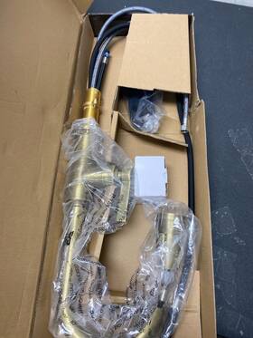 485504 Signature Hardware Greyfield Pull-down Bar Faucet Aged Brass