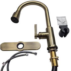 485515 Signature Hardware Greyfield 1.8 Gpm Pull Down Kitchen Faucet-aged Brass