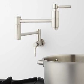 917487 Signature Hardware Contemporary Double Handle Pot Filler Polished Nickel