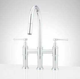 Sh349005cp Signature Hardware Hurston 455764 Pull-down Bridge Kitchen Faucet Chrome New