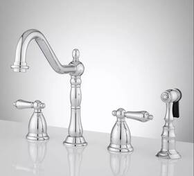 Sh349710cp Signature Hardware Helena Widespread Kitchen Faucet With Side Spray In Chrome