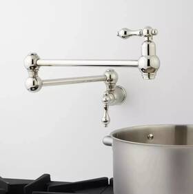 Sh349713bn Signature Hardware Vivan Retractable Wall-mount Pot Filler Faucet Brushed Nickle