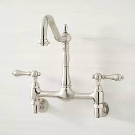 Sh349714bn Signature Hardware Felicity Wall-mount Kitchen Faucet - Brushed Nickel