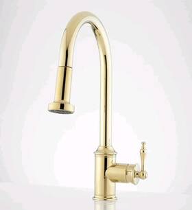 Sh349716pb Signature Hardware Sh349716pb/pvd Westgate Pull-down Kitchen Faucet - Polished Brass