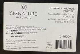 Sh6004 Signature Hardware Series Thermostatic Rough-in Valve - 1/2 Inch Connection