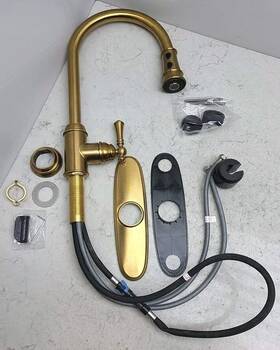 Shxcam107bg Signature Hardware Amberley Single Handle Pull Down Kitchen Faucet In Brushed Gold Used See Pictur