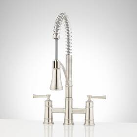 Shxcbe307zss Signature Hardware Beasley Two Handle Pull Down Bridge Kitchen