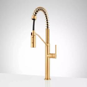 Shxcel107bg Signature Hardware Eiler Kitchen Faucet Pull-down Spring Spout Brushed Gold
