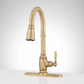 Shxcfn107agbr Signature Hardware Finnian Pull-down Kitchen Faucet - Aged Brass