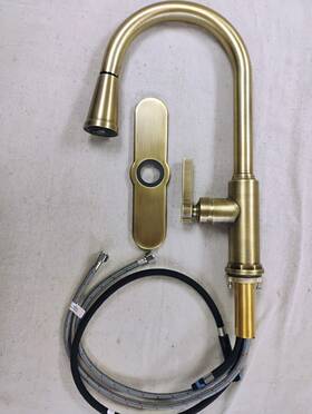 Shxcgf107agbr Signature Hardware Greyfield Single-hole Pull-down Kitchen Faucet - Aged Brass