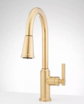 Shxcgf107bg Signature Hardware Greyfield Pull Down Kitchen Faucet Brushed Gold