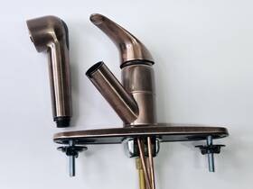 T80017ag-27-st-ac Signature Hardware Solo Pull Out Kitchen Faucet-antique Copper