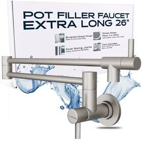 Sircles 720892233943 Pot Filler Faucet - Brushed Nickel Finish Extra Long 26-inch Wall Mount S