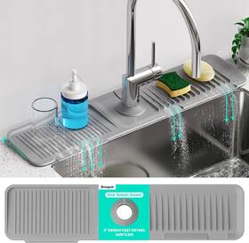 Snoquir 313088261202 24 Inch Longer Faucet Mat For Kitchen Sink 5 Slope Fast Self-draining Bathroom