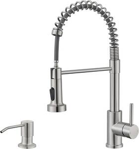 Sz-s-3314-bn-01 Soebiz Kitchen Sink Faucet With Sprayer Brushed Nickel Stainless Steel Single Handle 1