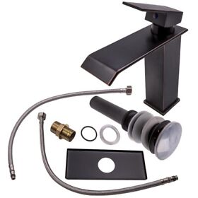 Y4apsn Stainless Steel Waterfall Bathroom Sink Basin Faucet Single Hole Mixer Tap
