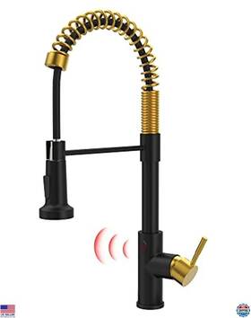 B08v4zk758 Stanley Touchless Kitchen Faucet Black Gold Pull Down Sprayer Motion Sensor Single Hole