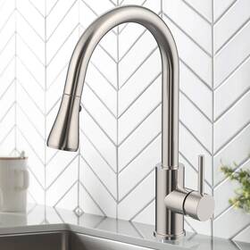 Po32lanl Sterling Best Pull Out Kitchen Mixer Faucet In Brush Nickle And Stream Sprayer Head