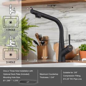 Krp2258lf-z Stilwerk 3 In 1 Kitchen Faucet Hot Cold Ro Water Mixer Matte Black