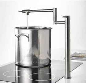 S6115n-v2 Sumerain Modern Deck Mount High-arc Pot Filler With Gooseneck In Brushed Nickel