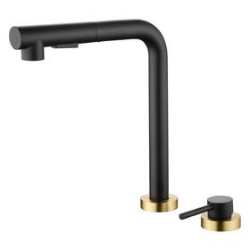 S6127pr-mg Sumerain Kitchen Sink Faucet 2 Hole With Pull Out Sprayer And Side Handle Black
