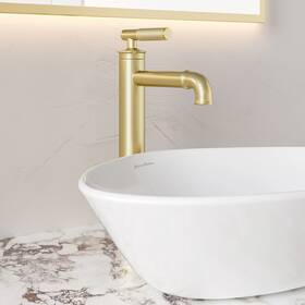 Swiss Madison 810015328743 Avallon Single Hole Single-handle Sleek High Arc Bathroom Brushed Gold
