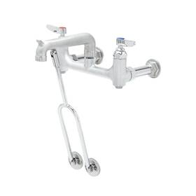 B-0650-bstr T&s - 8 Inch Wall-mount Service Sink Faucet With Built-in Stops Chrome