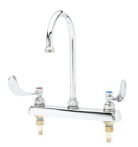 B-1142-04 T&s Brass 211012339112 8-inch C/c Deck Mount Workboard Faucet With 4in Wrist Action
