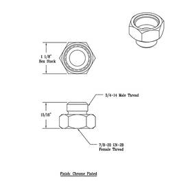 016194-25 T&s Brass 671262672894 Adapter 7/8-20 Inch Female Thread X 3/4-14 Male