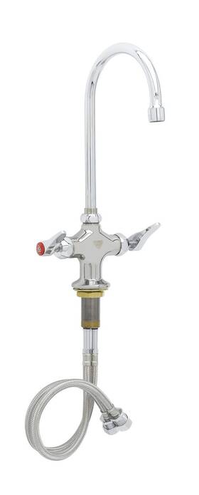 B-0300-cr T&s Brass And Bronze Double Pantry Faucet Single Hole Base Swivel/rigid Goos