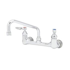 B-2414 T&s Brass Double Pantry Faucet Wall Mount 8 Inch Centers Swing Nozzle